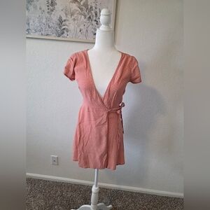 Dusty Rose Polka Dot Wrap Dress